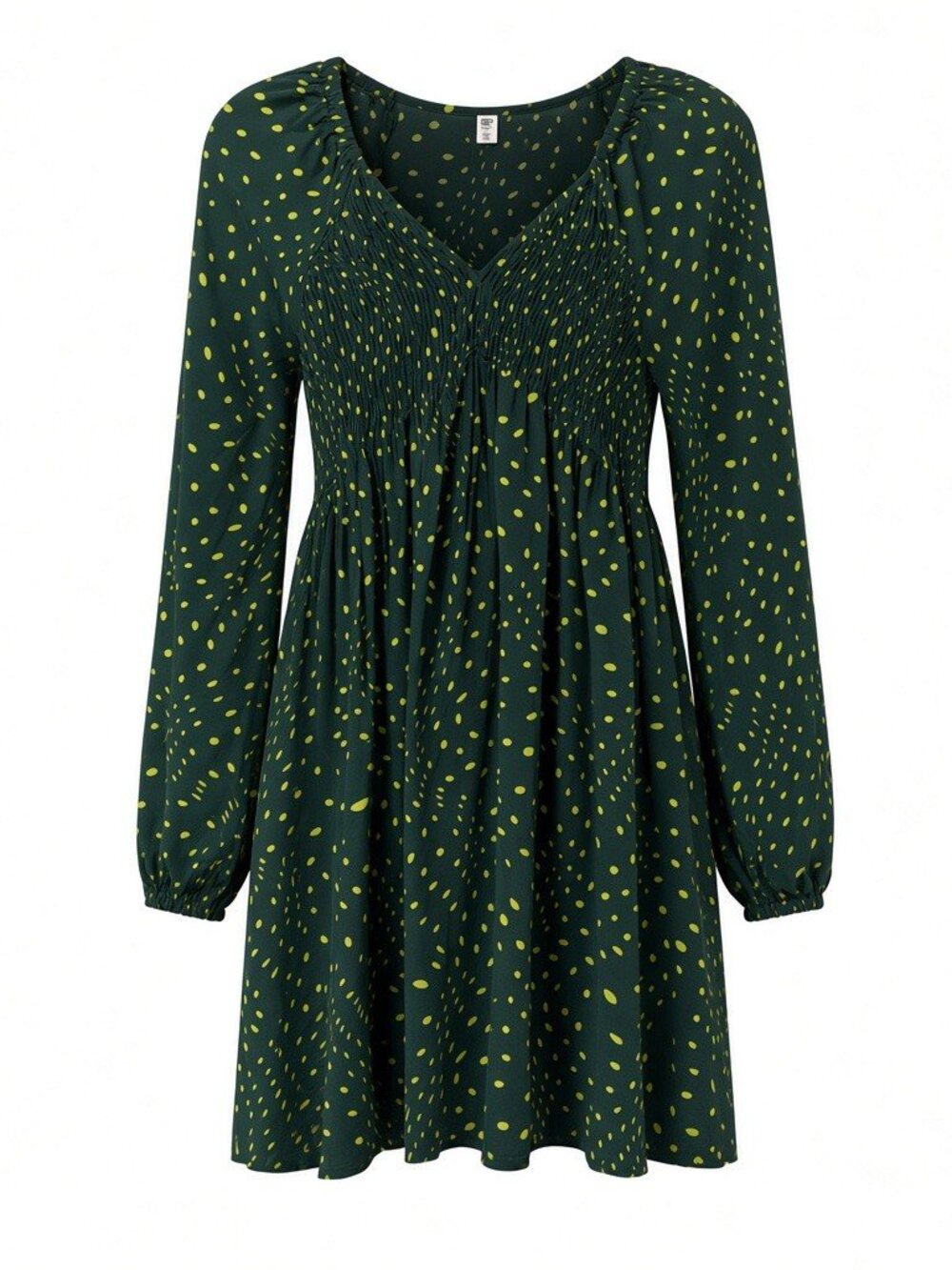 BP. Green & Black Abstract Print Long Sleeve Mini Dress Size Medium